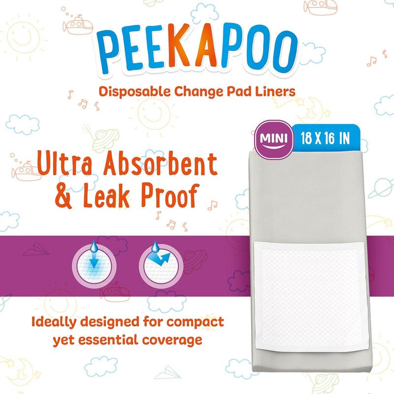 Peekapoo Mini – 25 Pack Disposable Changing Pads for Baby (18 Inches x 16 Inches) Disposable Waterproof Liners, Diaper Changing Pad Protector Mat - Image 2